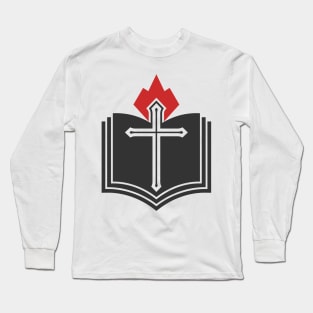 The cross of the Lord Jesus Christ, an open Bible and a flame of fire are a symbol of the Holy Spirit. Long Sleeve T-Shirt